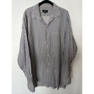 Boss Hugo Boss Men Size XL Blue Classic Stripe Button Down Long Sleeve Shirt